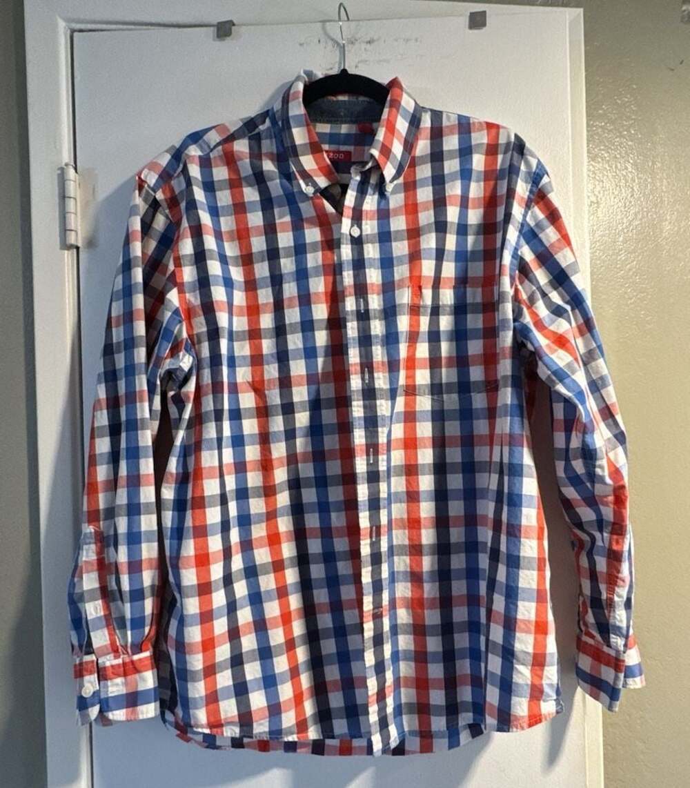 IZOD Men's Long Sleeve Button-Down Plaid Casual Shirt